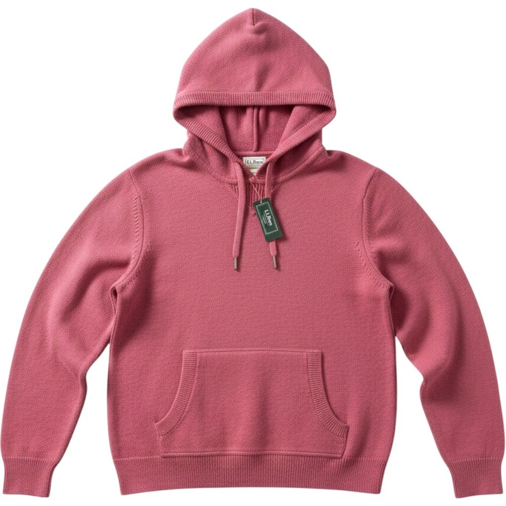 NWT L.L.Bean Hoodie Men M Sienna Brick Wicked Soft Cotton Cashmere Knit Pullover